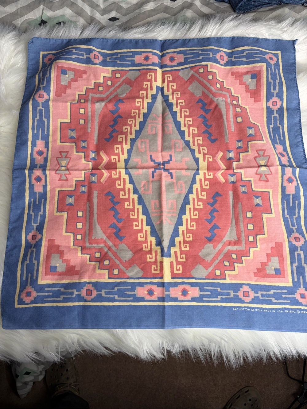 Vintage Aztec Western Wamcraft Made in the USA Bandana